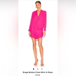 Revolve Krisa Drape Button Front Mini in Rosa size Small